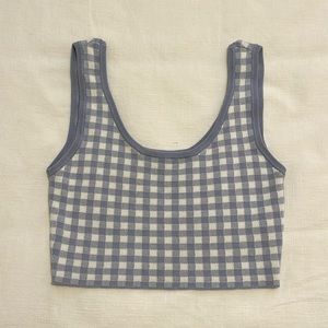GARAGE Blue and White Checkered Crop Top. Size XS
